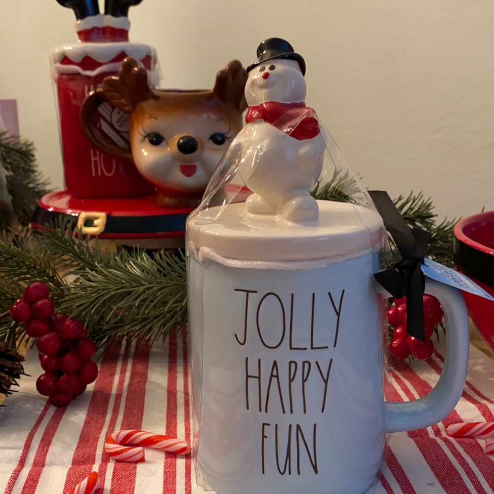 Rae Dunn Frosty The Snow Man Holiday Coffee Mug with Frosty Topper